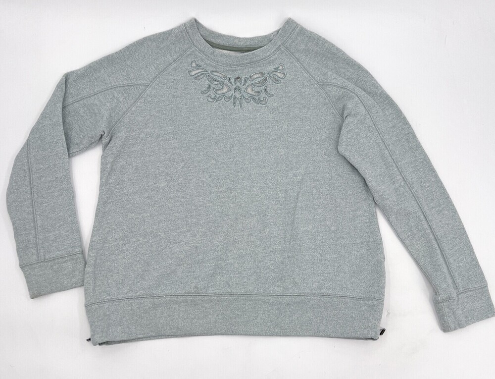 Soft Surroundings Sweater Womens Petites Small Green Pull over Knit Zip Slits